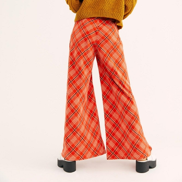 Free People Wonderland Wide Leg Plaid Pants Large - Picture 3 of 7